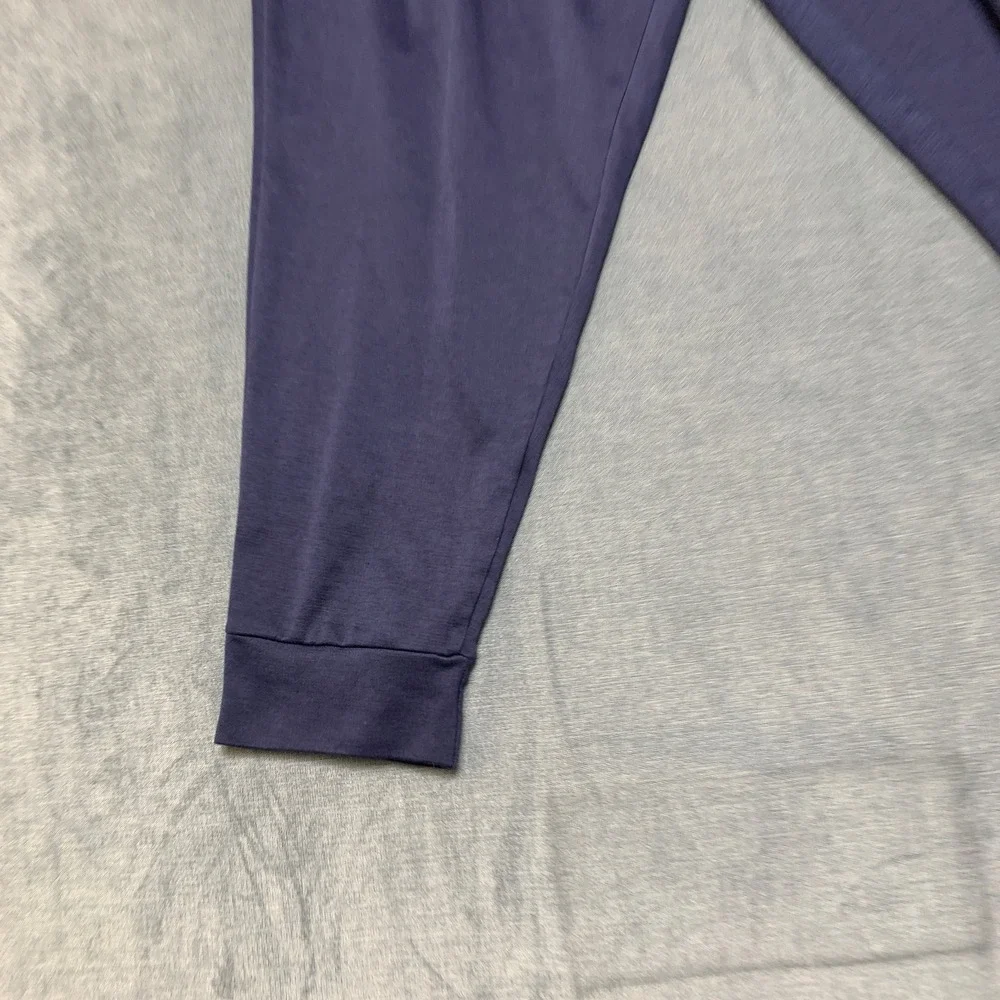 Eddie Bauer Ankle Jogger Pants Mens L Navy Tapered Leg Drawstring Zip Pockets